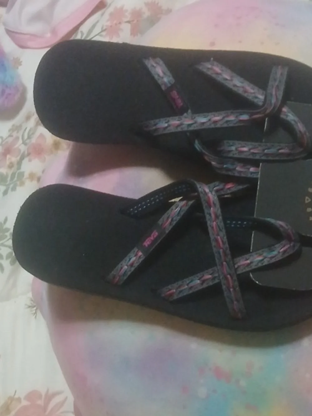 Teva Mush II Flip-Flop Women's Black & Pink Sandals NWT